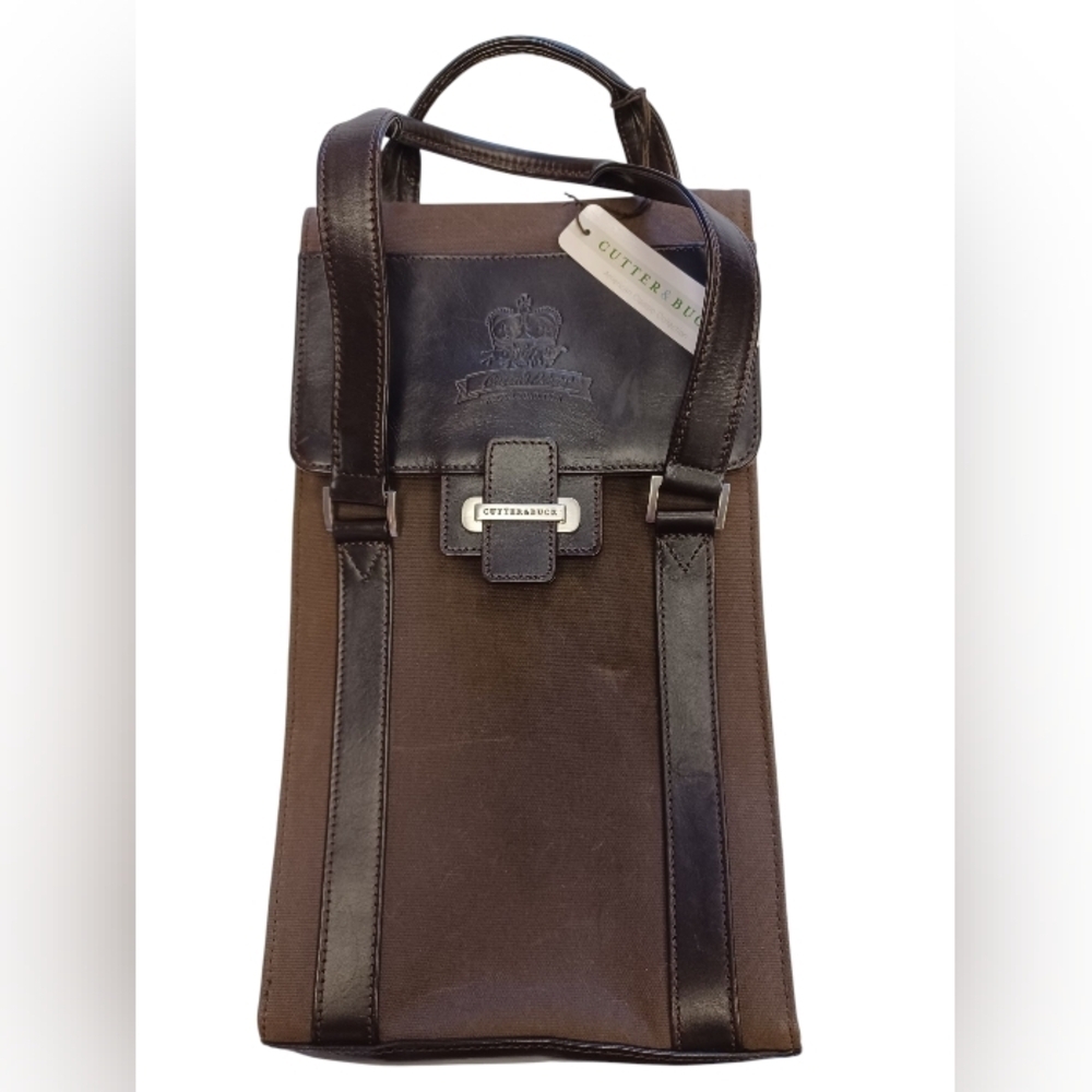 Cutter & Buck Brown Leather Wine Bag Nwt